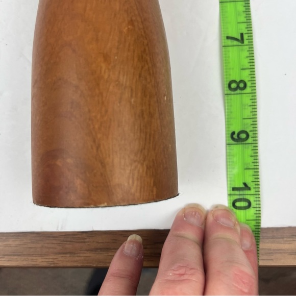 MCM style teak wood 10” pillar candlestick set(2) - Picture 8 of 11